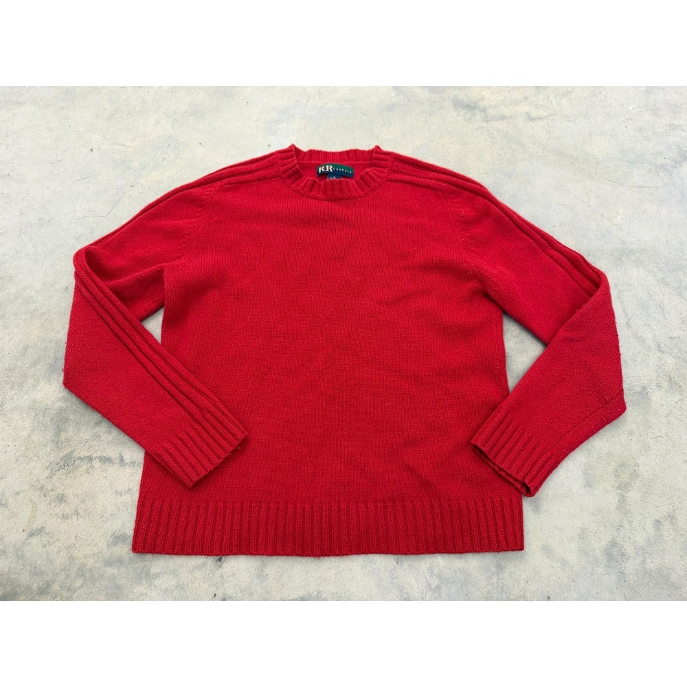 Vintage R&R Casuals Sweater Unisex M Red Wool Blend Chunky Knit Long Sleeve Cozy